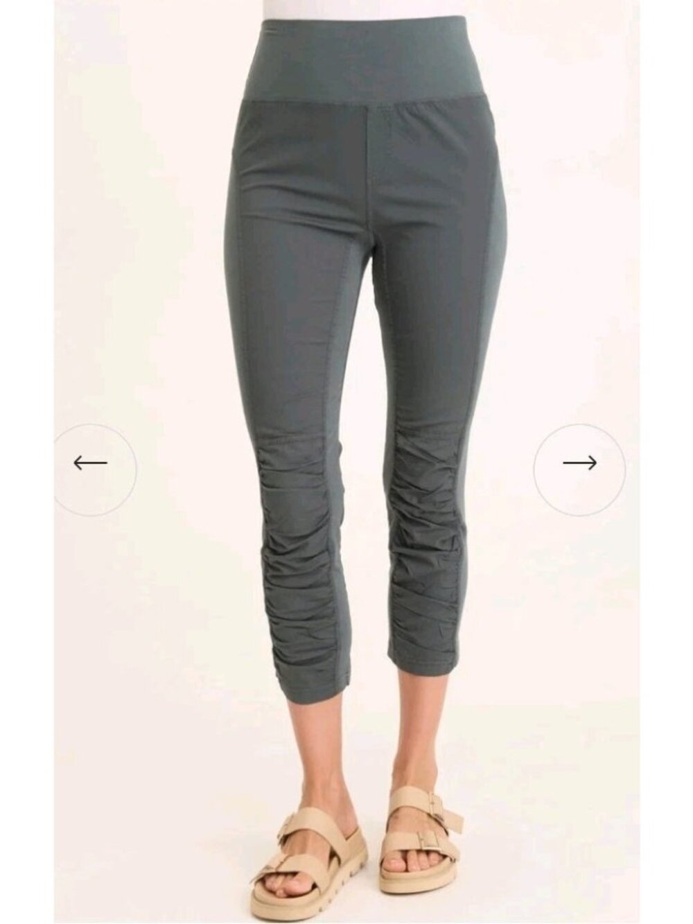 XCVI Wearables High Waist Jetter Crop Leggings Rouched Gray/Green Medium